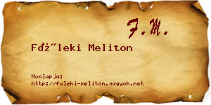 Füleki Meliton névjegykártya